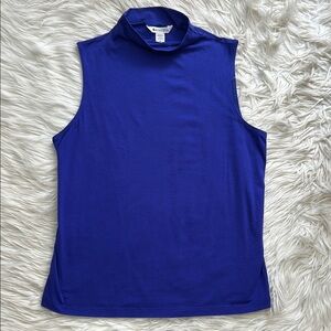 Athleta Tank Cobalt Royal Blue Mock Neck Sleeveless Top Base Layer Size M